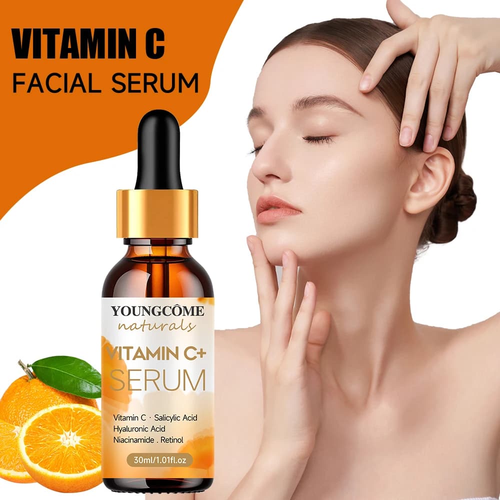 YOUNGCOME Face Essence Anti-aging containing vitamin C, hyaluronic acid and retinol, improves elasticity, heals dry skin
