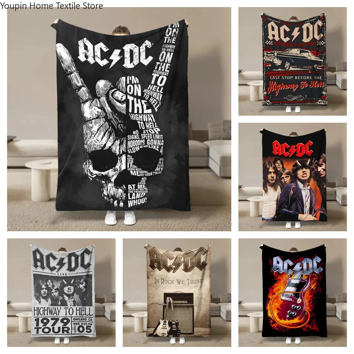 Rock Singer A-AC D-DC Band Coperta in pile per letto Camera da letto Divano Morbida flanella Coperta soffice per bambini Coperta da picnic per adulti Regalo per bambini