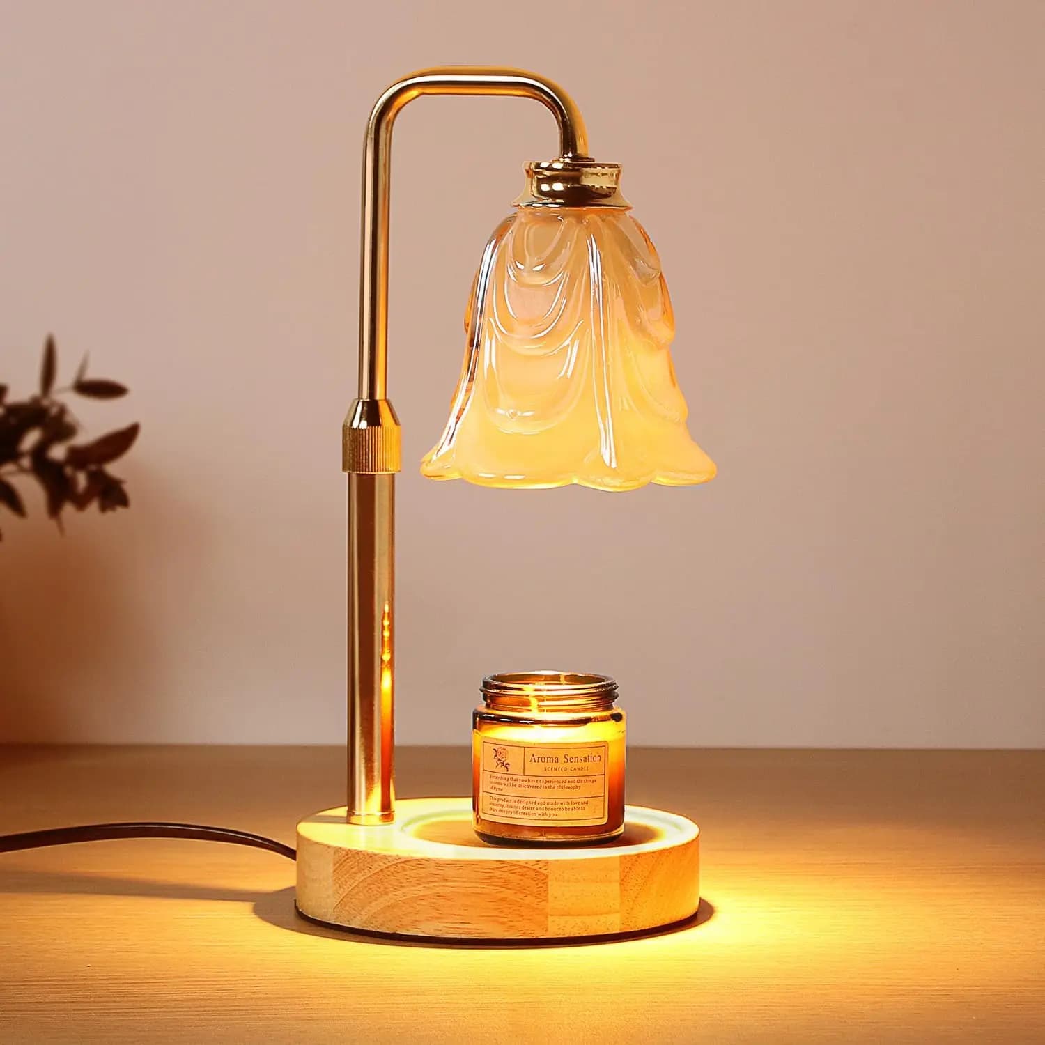 Lampada Scaldacandele con Timer, Altezza Regolabile, Dimmerabile, 2 Lampadine, Sicura per Casa e Ufficio