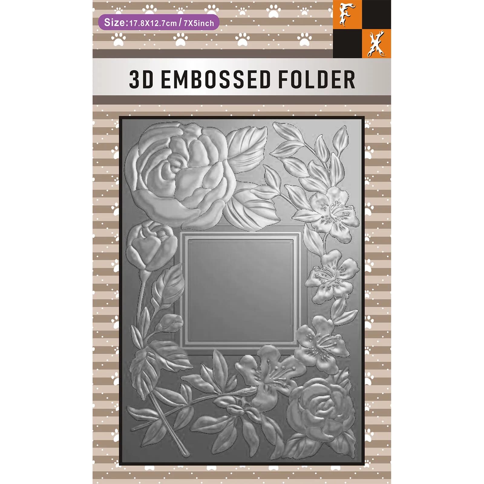 Album fotografico rettangolare con cornice floreale, design 3D in rilievo e fustellatura, ideale per la stampa di biglietti da visita e scrapbooking