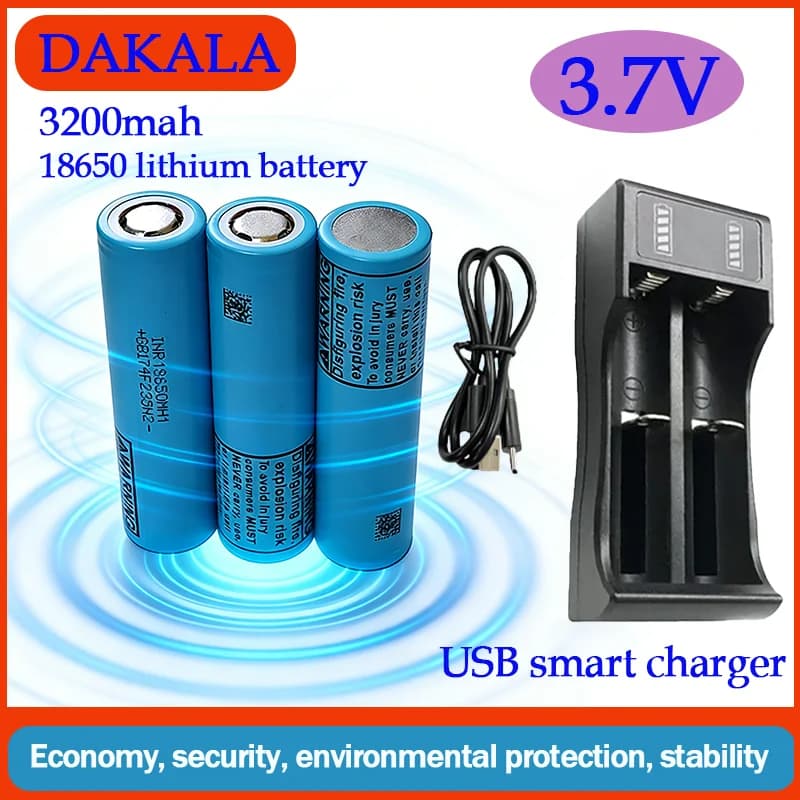 Nuova Batteria Originale MH1 18650 ad Alta Scarica 3.7V 3200mAh Ricaricabile per Torcia, Batteria al Litio con Polo Piatto e Caricabatterie