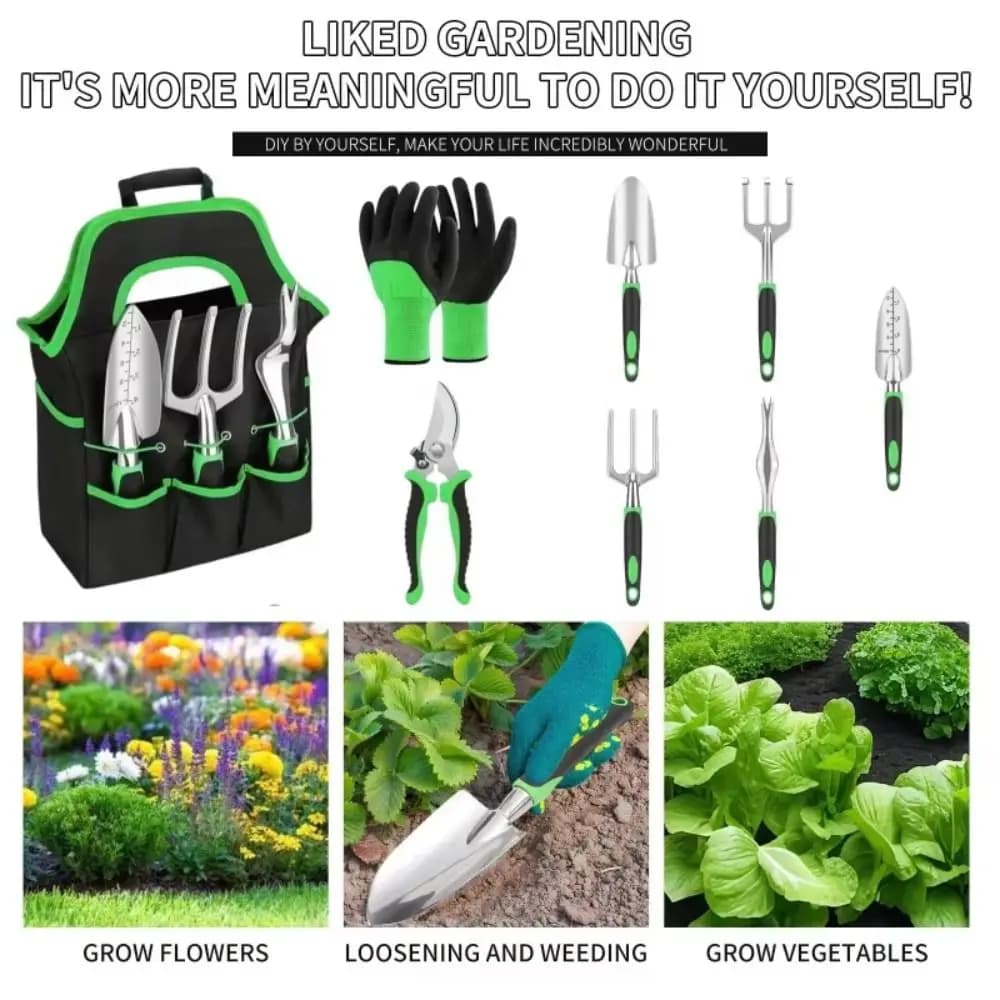 Set di Attrezzi da Giardinaggio in Alluminio Resistente, Forbici da Potatura Antiruggine, Sarchiatore, Trapiantatore