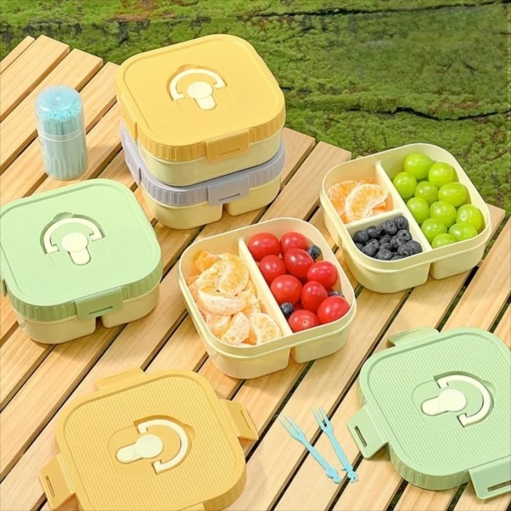 Portatile con scomparto Lunch Box Microonde riscaldabile in plastica per studenti Lunch Box Contenitore per alimenti a prova di perdite Picnic
