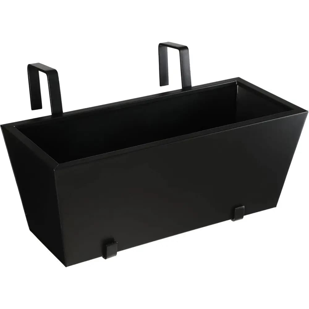 Fioriera in Metallo con Ringhiera per Balcone e Terrazza - Elegante Vaso Nero per Piante da Interno