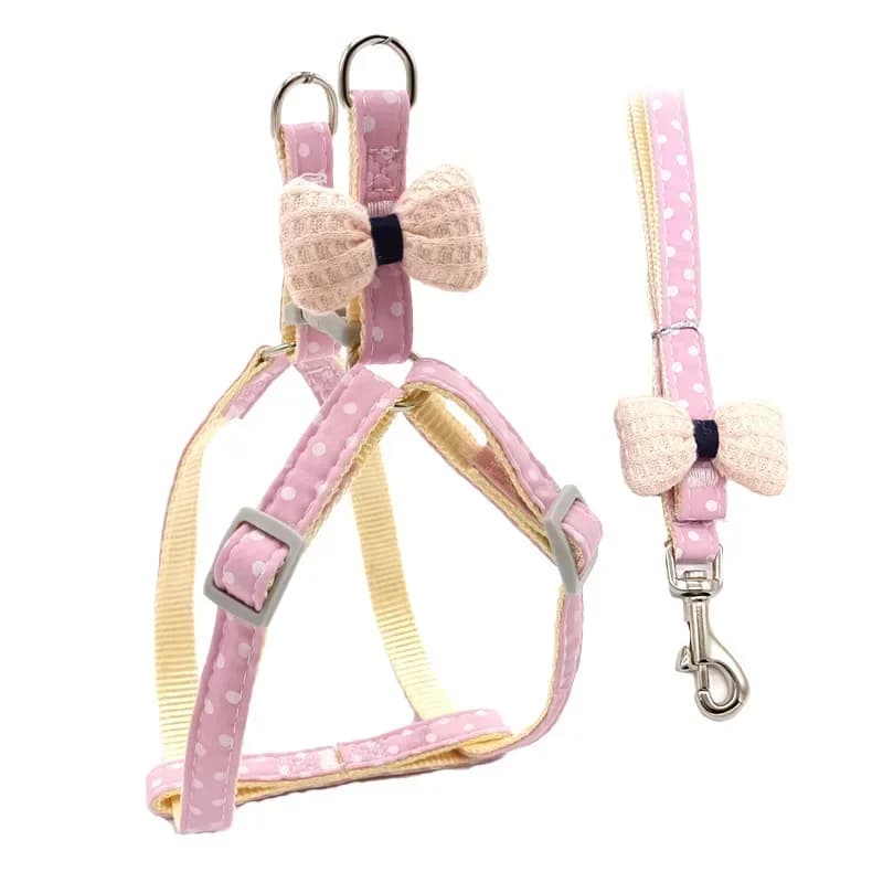 Korean Style Dog Leash and Collar Bow for Pets Home Goods Direct Manufacturer Sales Dog Walking Rope Chest Back Type Rope