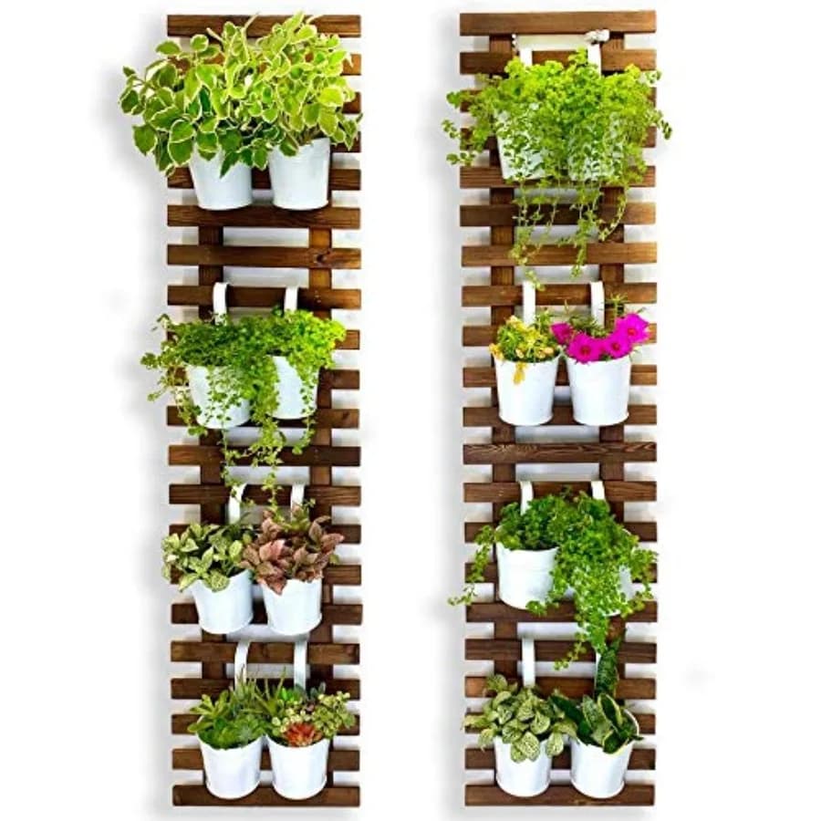 Fioriera da Parete - Set di 2 Grandi Fioriere in Legno da Appendere per Piante da Interno ed Esterno, Giardino Verticale, Vaso da Parete per Fiori