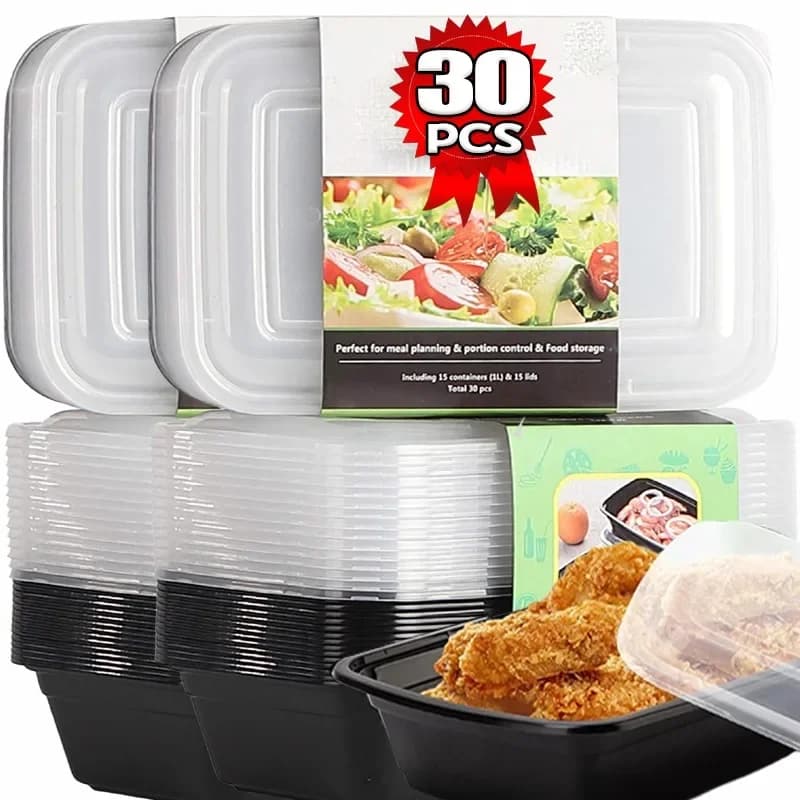 10/30 Pezzi Contenitore per Alimenti Monouso Ermetico, Scatola in Plastica con Coperchio per Conservazione in Cucina, Portatile per Preparazione Pasti e Asporto