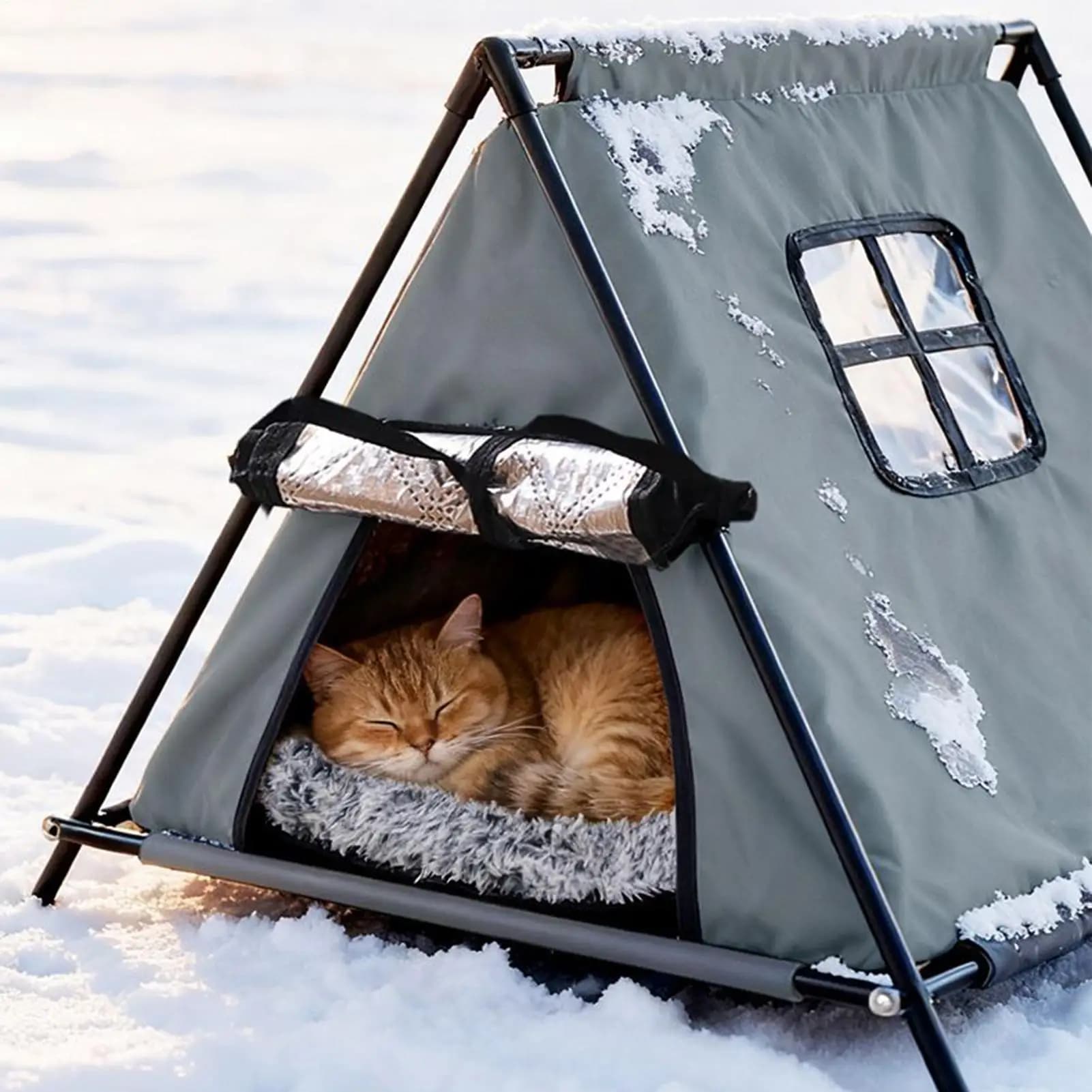 Casetta per cani e gatti Impermeabile per esterni Inverno caldo Animali domestici Grotta Letti per dormire Casa pieghevole Lavabile per forniture per cuccioli di piccoli gatti