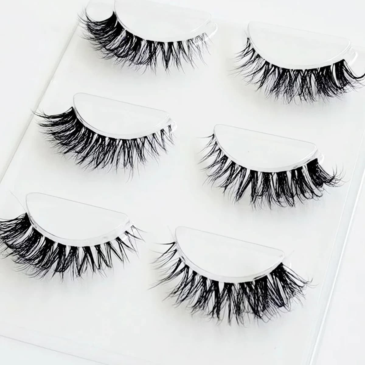 New 3 pairs facets eyelashes transparent crosshairs strap transparent hand-made fake eyelashes dramatic upper eyelashes