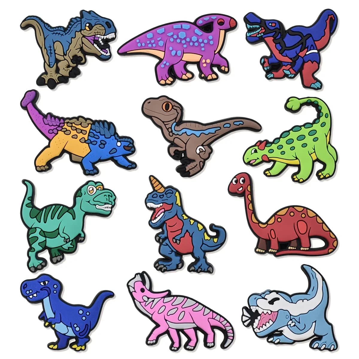 bella serie di dinosauri 2 pezzi fibbie per scarpe in PVC ciondoli accessori decorazioni per zoccoli sneaker braccialetti bicchiere festa per bambini