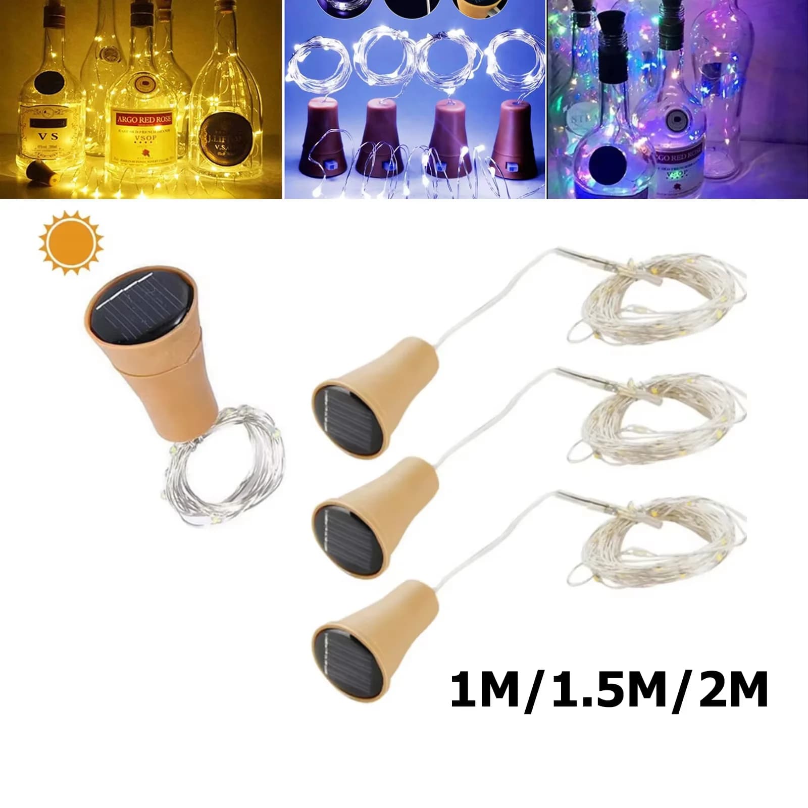 Bottiglia di vino solare Led String Fairy Light Lampada Home Garden Wedding Holiday Powered 2m 20leds Cork Per la decorazione delle luci di Natale