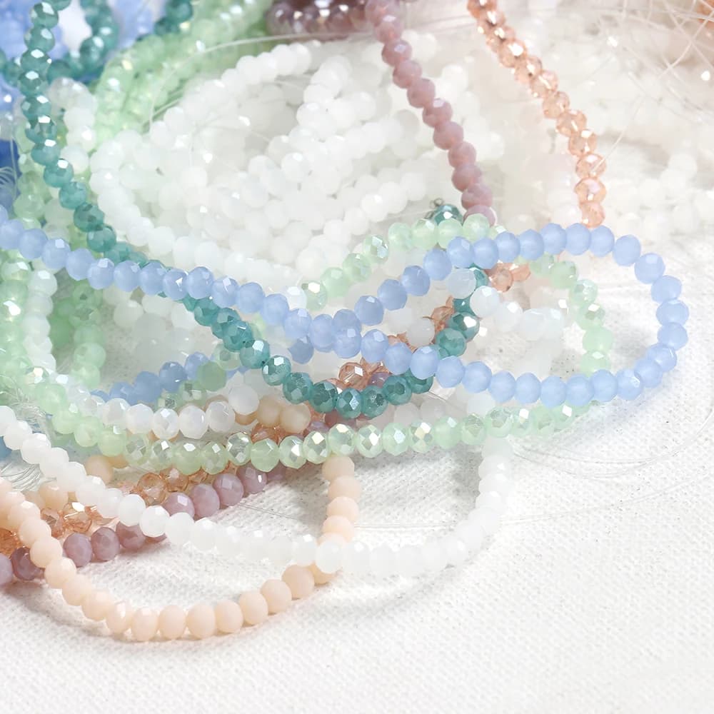 Circa 120 pz/pacco Perline di vetro rotonde sfaccettate Perline distanziatrici sfuse per collana fai da te Bracciale Orecchini Creazione di gioielli Accessori