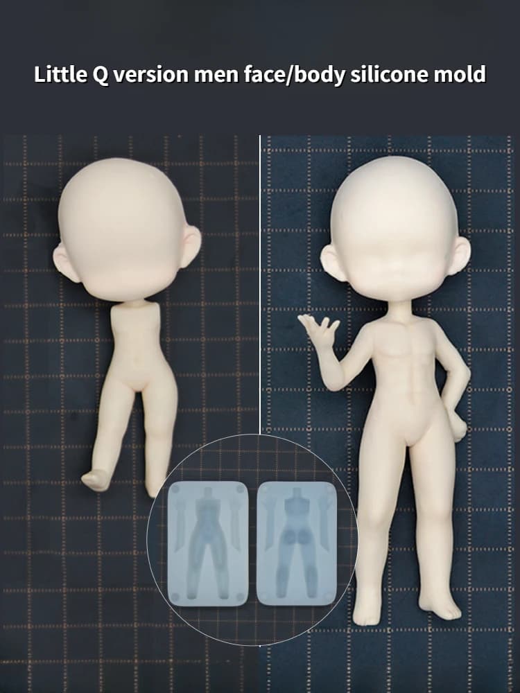 Small Q Version Men Pottery Doll Silicone Mold DIY Polymer Clay Model/Anime Characters Face/body Outline Sculpture Forming Tools