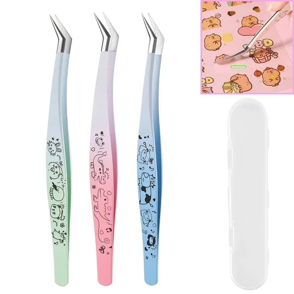 High Precision Stainless Steel Curve Grips for Fin Eyelashes, Extension Grips Style Cartoon