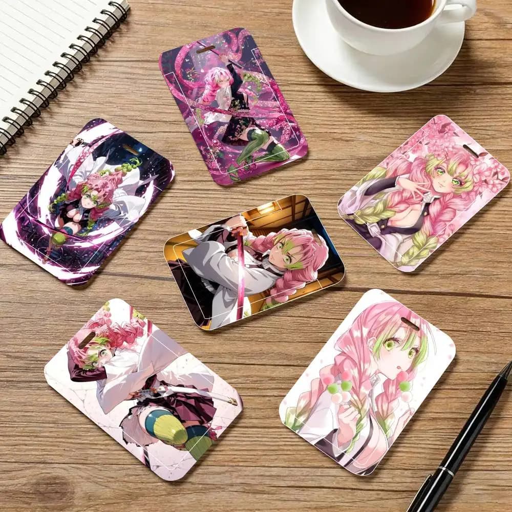 Porta Badge Anime Girl Pink Kanroji Mitsuri con Cordino da Collo, Portachiavi e Custodia per Credenziali da Lavoro - Regalo