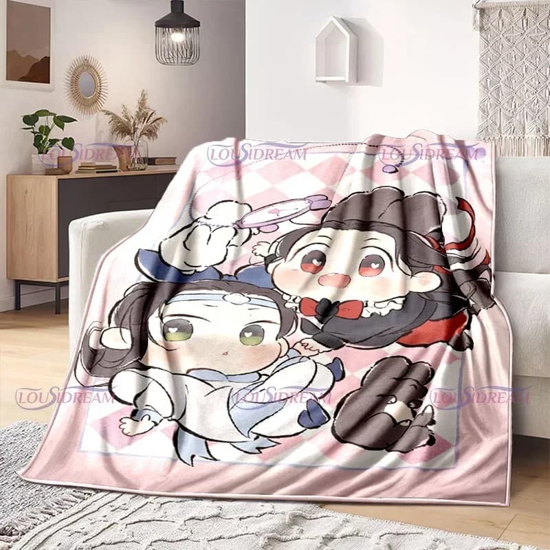Fumetti Cartoon Mo Dao Zu Shi Wei Wuxian Coperta di flanella Divano Ragazza Calda casa Lan Wangji Coperta Regalo Personalizza Biancheria da letto donna
