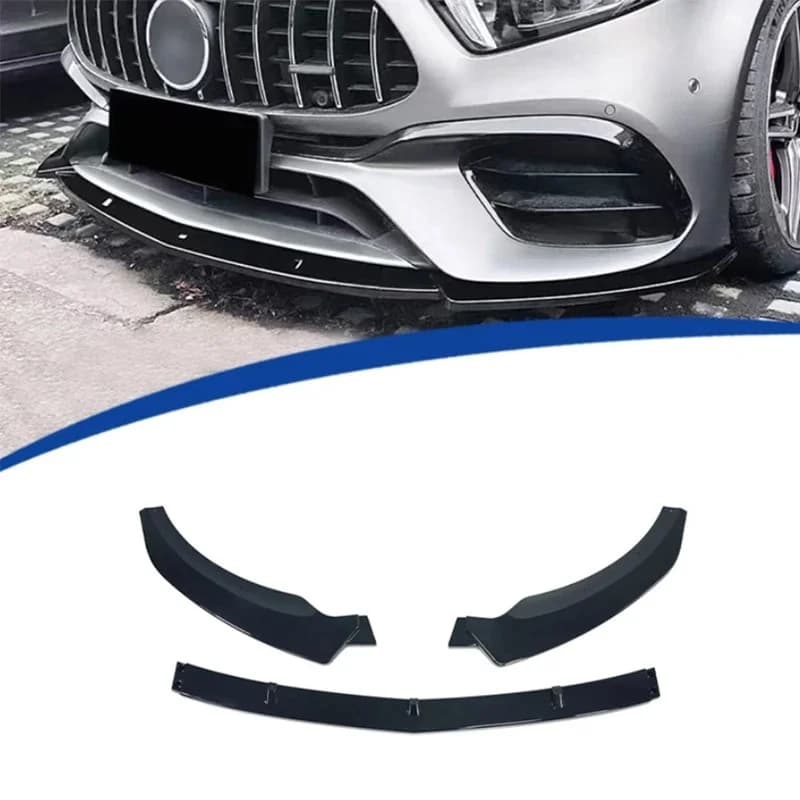 For Mercedes Benz A Class W177 A45 2019-2023 Bright Black Car Front Bumper Lip glossy black Front lip Diffuser Front Chi Spoiler