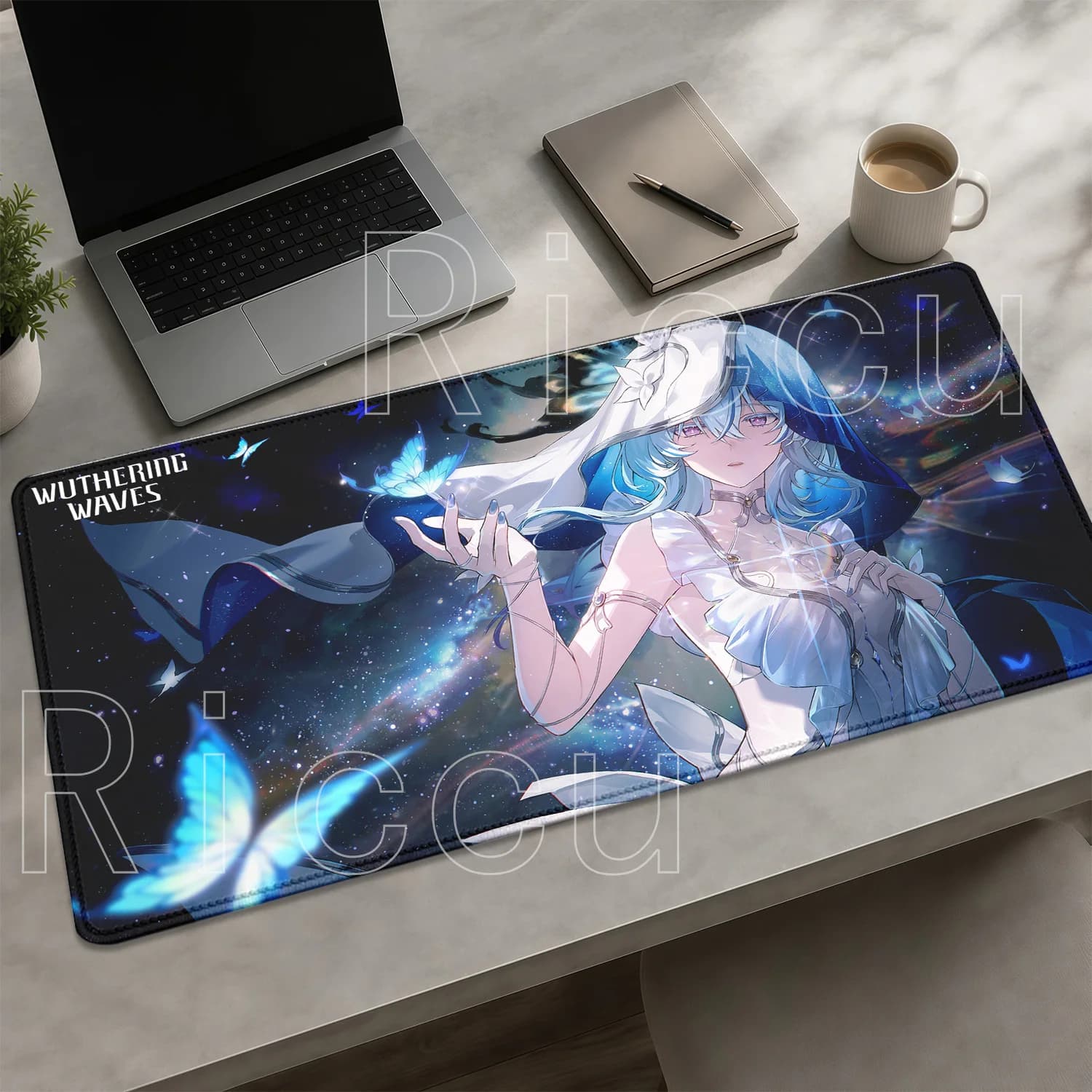 Gaming Wuthering Waves The Shorekeeper Desk Mat Anime Kawaii Girl Non-slip Base Mousepad Keyboard HD Printing Overlock Mouse Pad