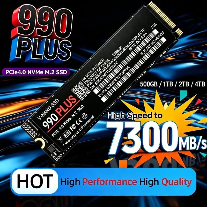 Genuine 990 Plus M.2 NVMe PCIe 4.0 SSD 500GB-4TB, 7300MB/s Max Read Speed for Gaming Desktops, Laptops & PS5 Consoles.