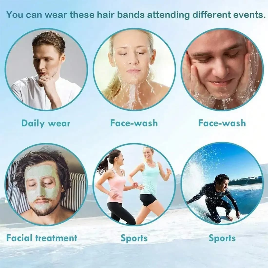 2 fasce per capelli in metallo nero, unisex, con denti ondulati, antiscivolo, per lo sport e l'uso quotidiano