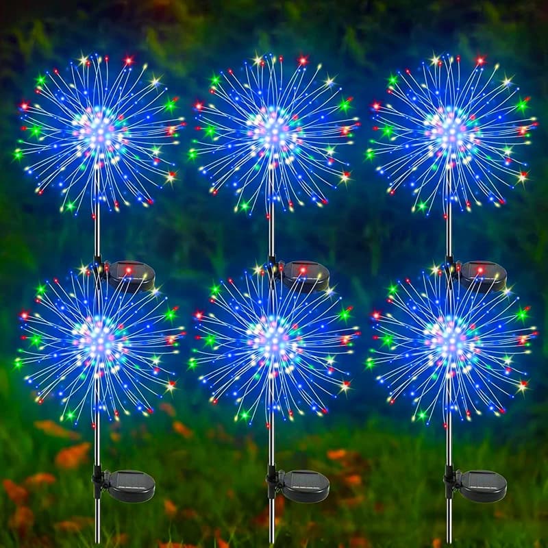 Luci Solari Impermeabili a Forma di Fuochi d'Artificio, Illuminazione da Giardino, Luci Scintillanti per Esterni, Decorazioni Luminose per Cortile, Patio e Sentieri