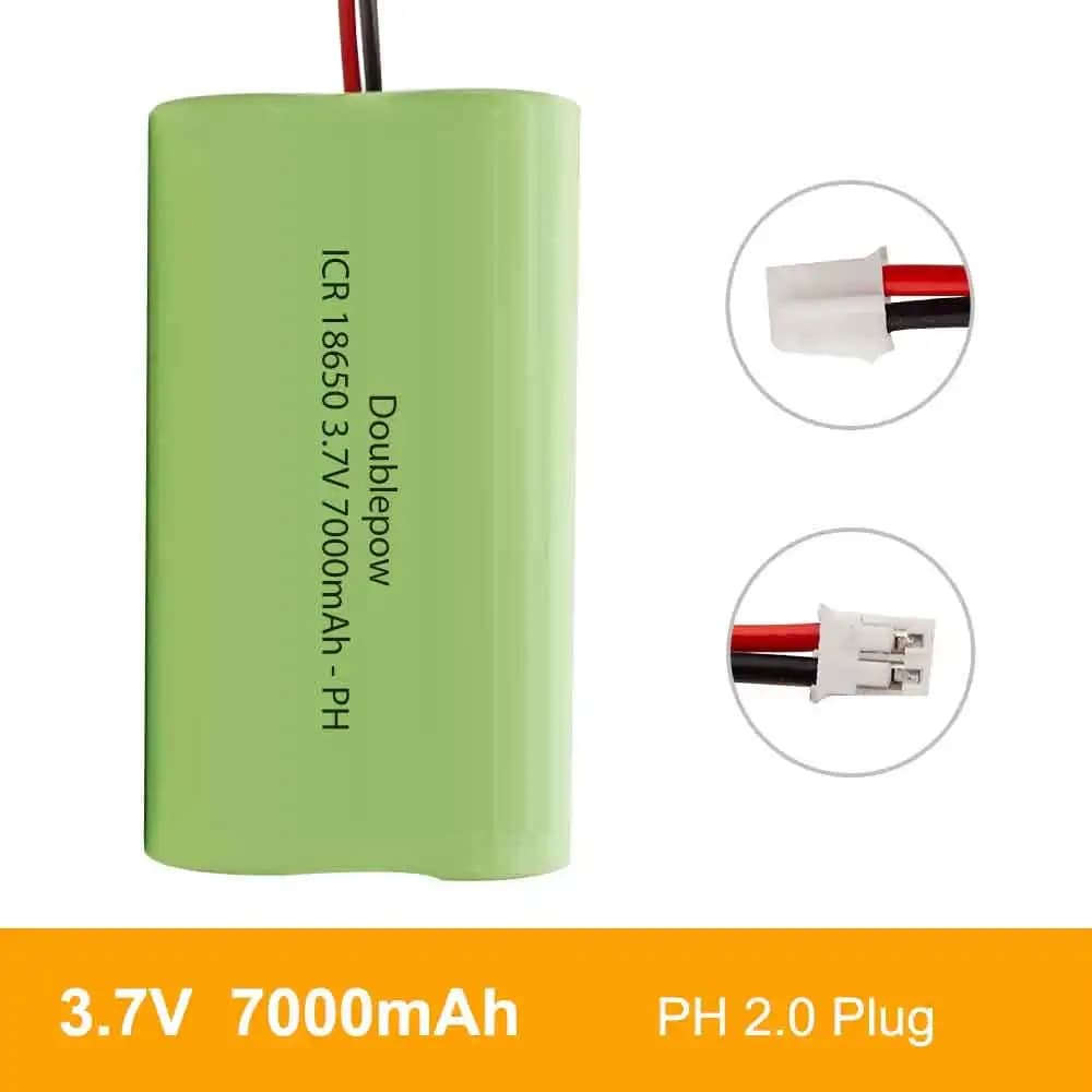 Doublepow 3.7V 18650 Batteria al litio 7000mAh Batteria ricaricabile Pesca LED Luce Altoparlante Bluetooth + Spina PH 2.0