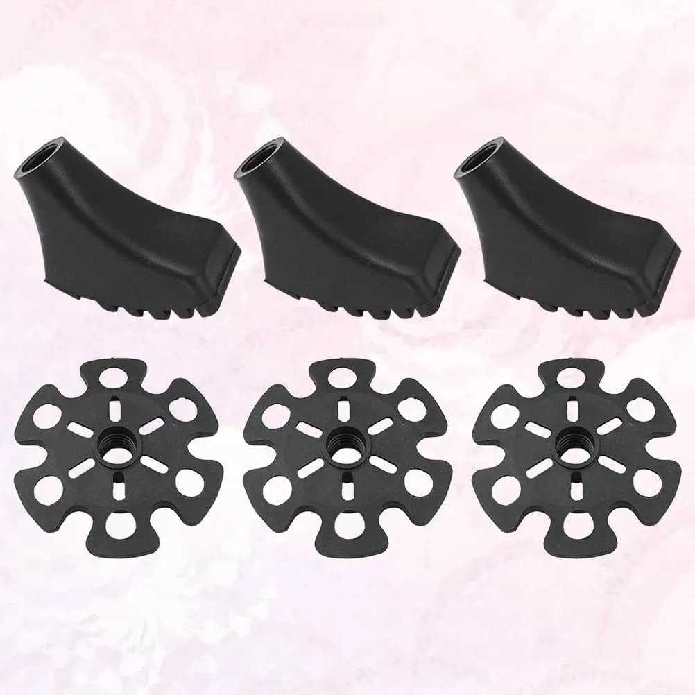 Set of 3 Accessories for Trekking Sticks, Rubber Tips Removable Snowflake Shape for Hiking Sticks, Anti-slip and Replaceable