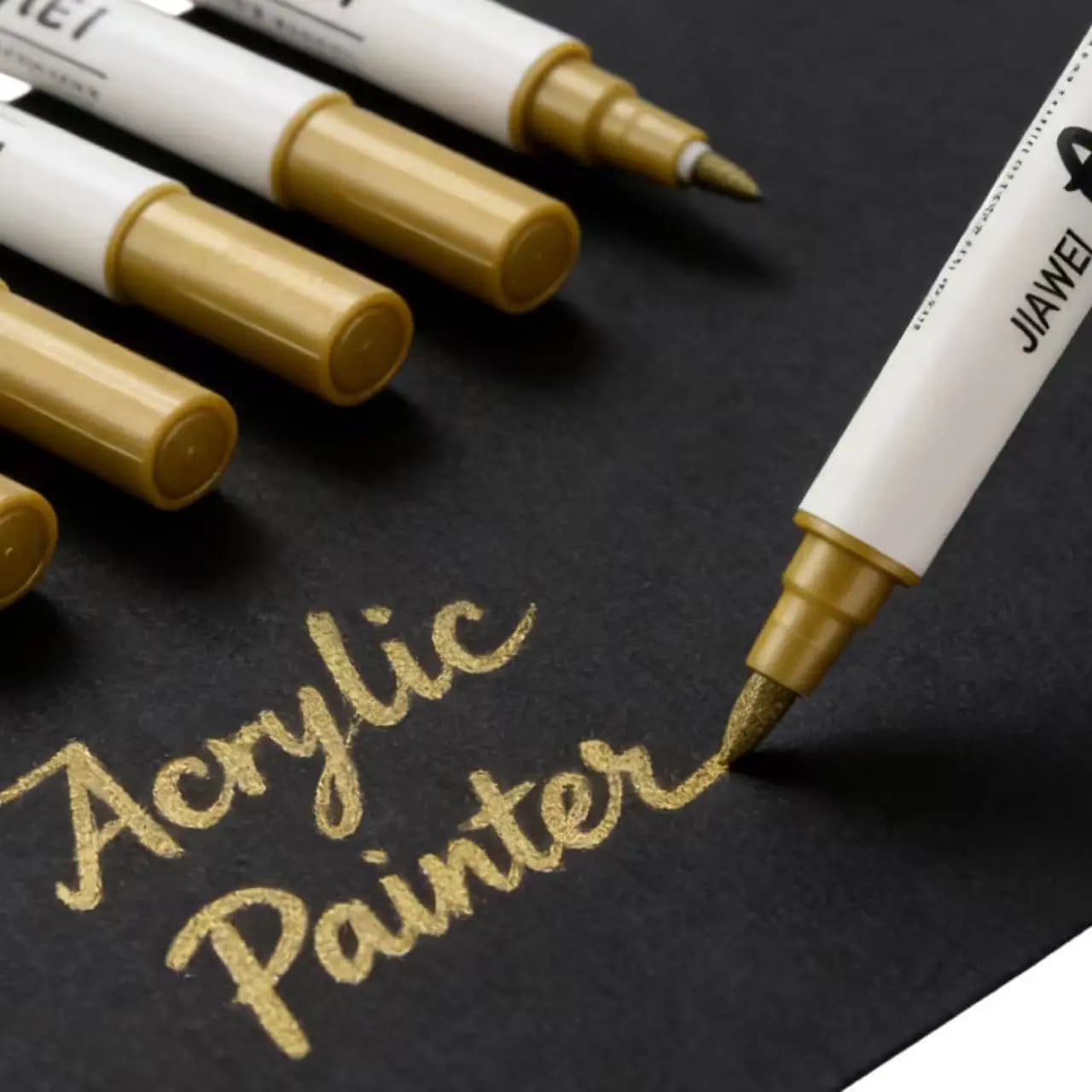 Set di 5 Pennarelli Acrilici Dorati a Doppia Punta, Pennelli e Penne Metalliche per Arte, Artigianato, Disegno e Pittura su Roccia