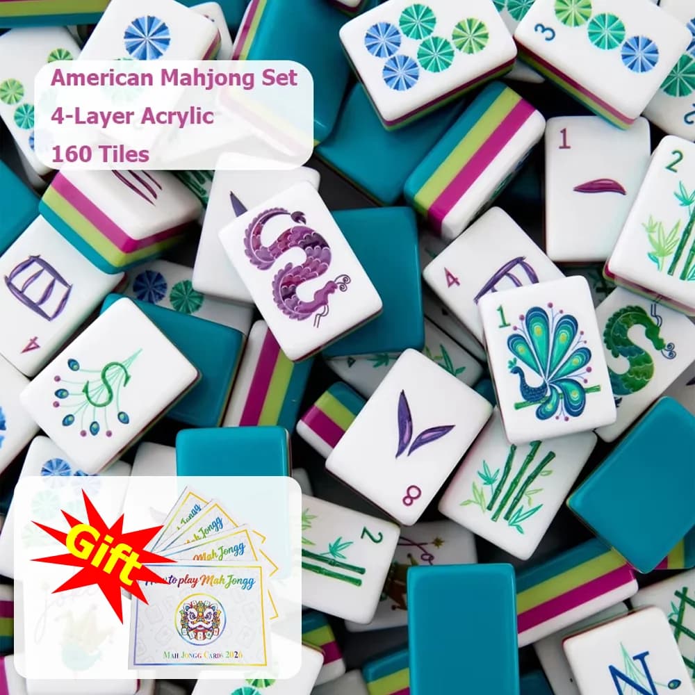 Disponibile NUOVO Set di Mahjong Americano con 160 Tessere in Acrilico, Mahjong a 4 Strati, Portatile per Viaggi, Giochi per Famiglie e Feste, Regali Sorpresa