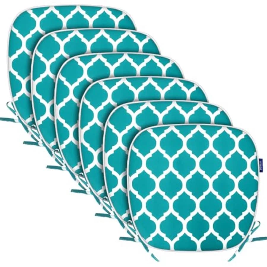 Cuscini per sedie da esterno 17"x1" con lacci, resistenti all'acqua, per tutte le stagioni, a forma di U, per mobili da giardino e patio, per interni, anti-sbiadimento