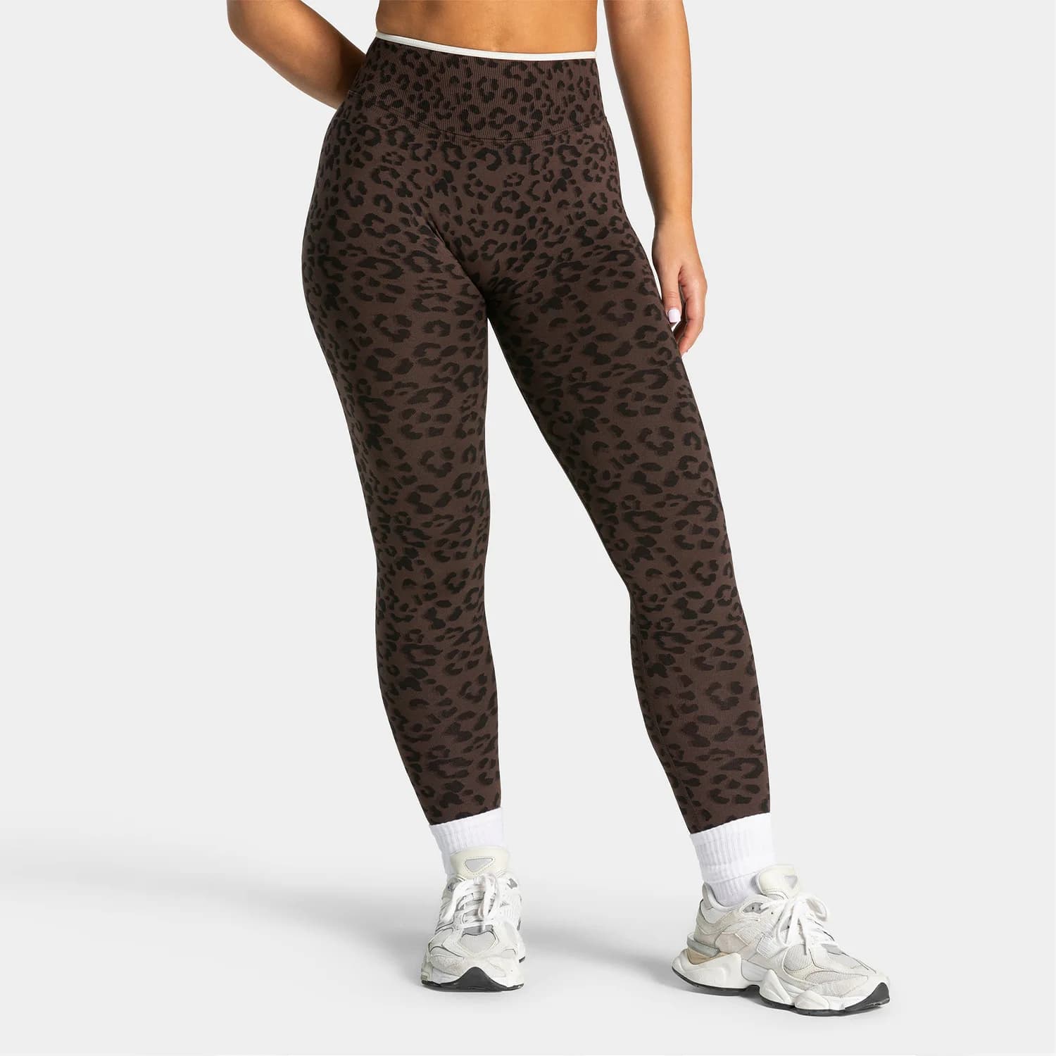 Leggings Sportivi Donna Senza Cuciture con Stampa Leopardata, Vita Alta, Effetto Push-Up, per Fitness e Yoga, Abbigliamento da Palestra