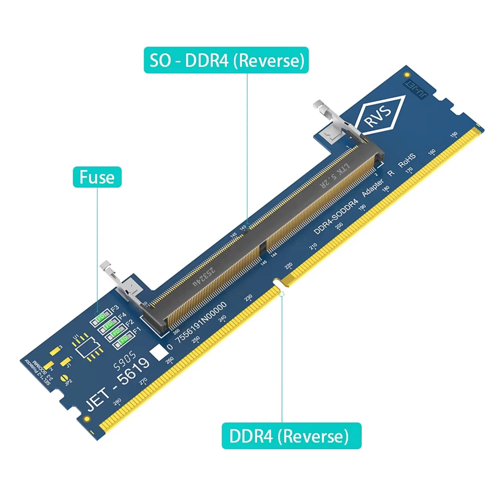 Laptop SO DDR4 RAM a Desktop DDR4 Adattatore Tester di memoria della scheda SO DIMM Convertitore da 4 a DDR4 Supporta frequenza da 5600 Mhz SO DDR4