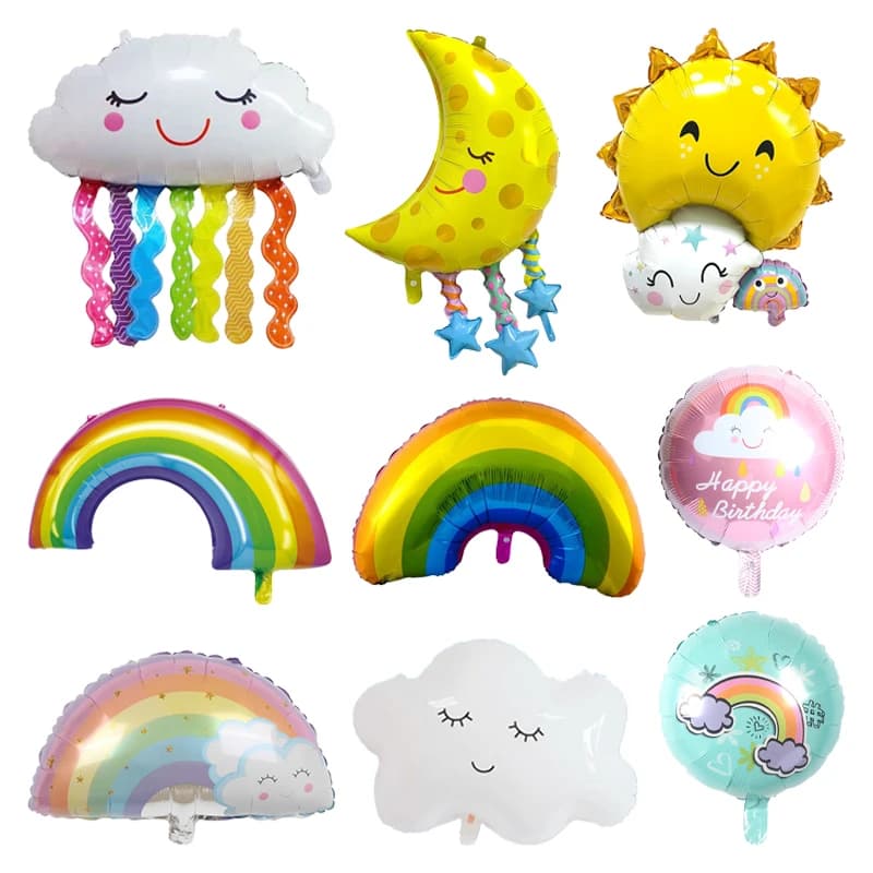 Sorriso Nuvola bianca Arcobaleno Palloncini foil Sole Luna Giocattolo per bambini Ballon Ragazzo Ragazza Decorazioni per feste di compleanno Baby Shower Globos