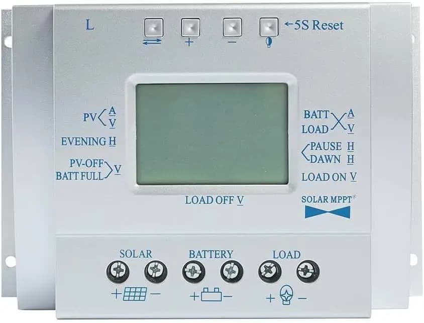 80A Solar Charge Controller 80 amp Solar Panel Regulator with Load Timer, 12V 24V Auto with LCD Display USB 5V 1500mA