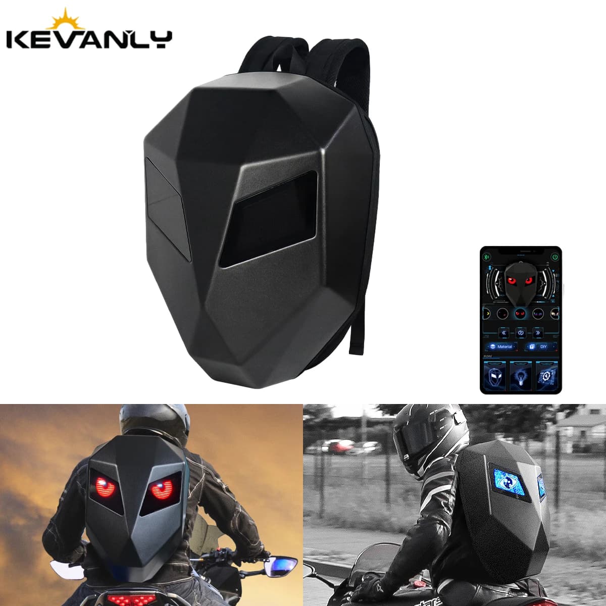 Bike Backpack LED Knight with Eye Bike Helmet DIY Control APP Motocicletas Waterproof Laptop Bags Moto New Fashion
