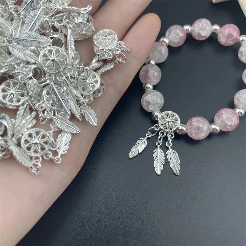 10 Pezzi Rete Acchiappasogni in Lega con Foro Grande, Rete di Separazione per Perline, Accessori con Piume e Nappe, Materiale Fai da Te per Braccialetti e Perline