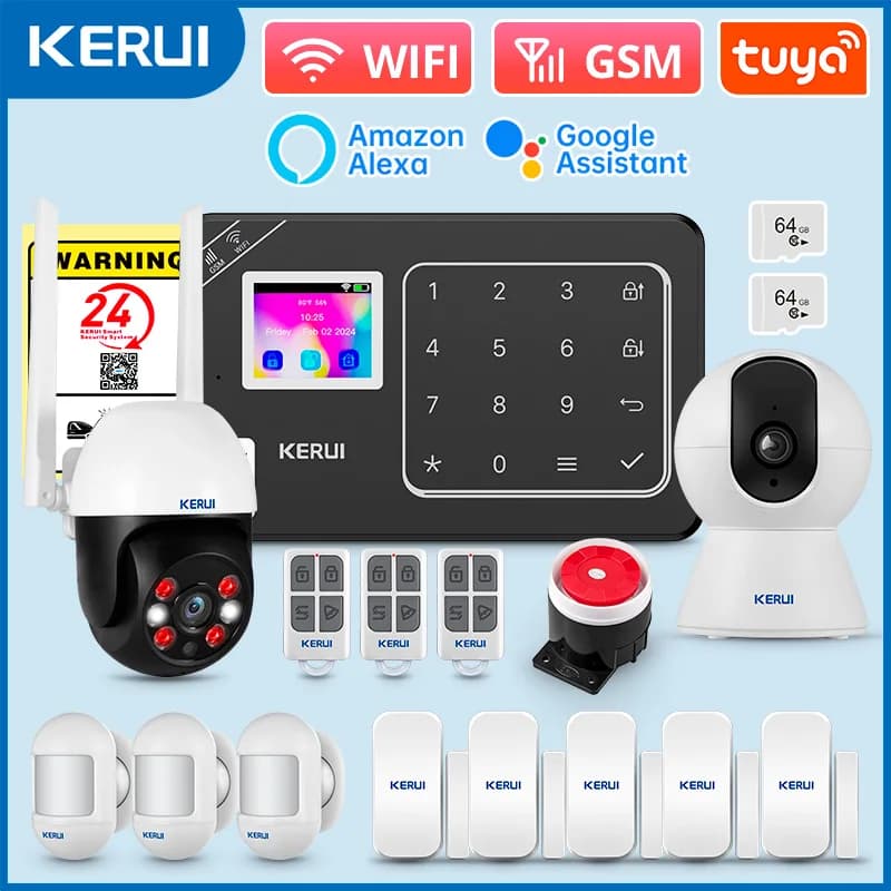 KERUI W181 Allarme di protezione di sicurezza per sistema di allarme WiFi domestico GSM Smart Home Tuya Smart App Sensore di movimento PIR con telecomando