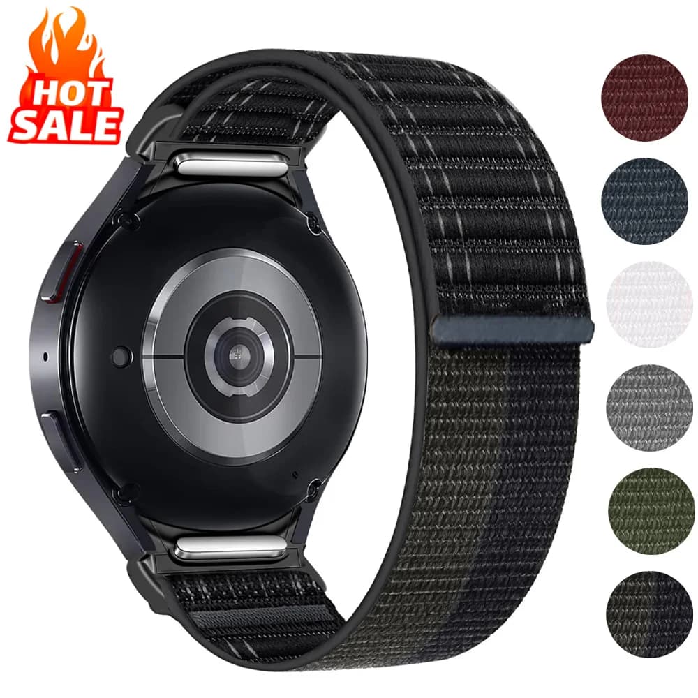 Cinturino in nylon per Samsung Galaxy Watch 7 5 6 4 FE 44mm 40mm/5 pro 45mm Classic 47mm 43mm Bracciale senza spazi vuoti Galaxy Watch7 Band