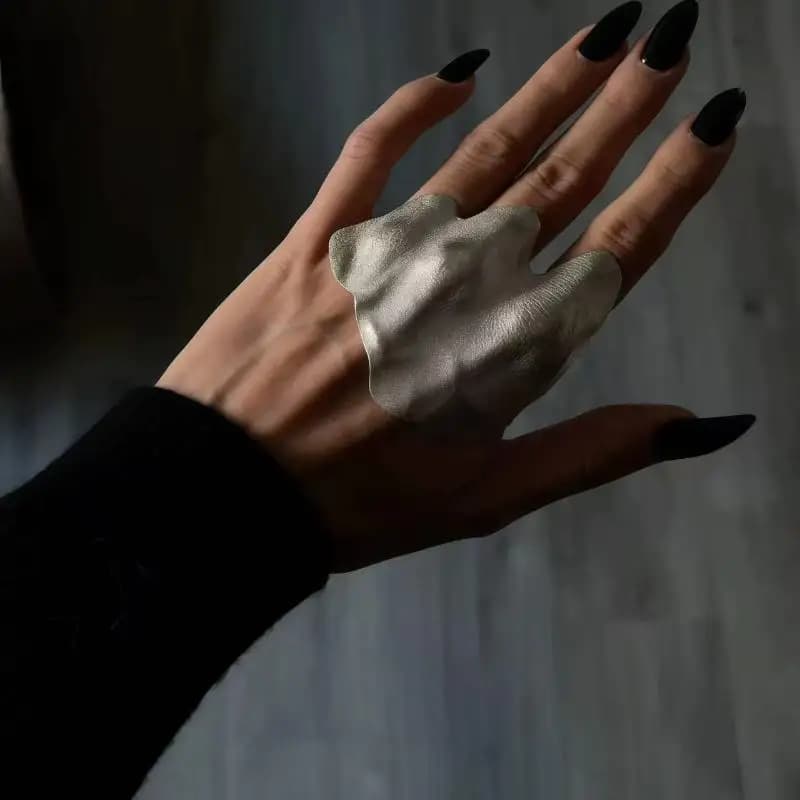 Fashion Metal Irregular Pleated Ring For Women Men Minimalist Silver Color Irregular Adjustable Knuckle Ring Jewelry