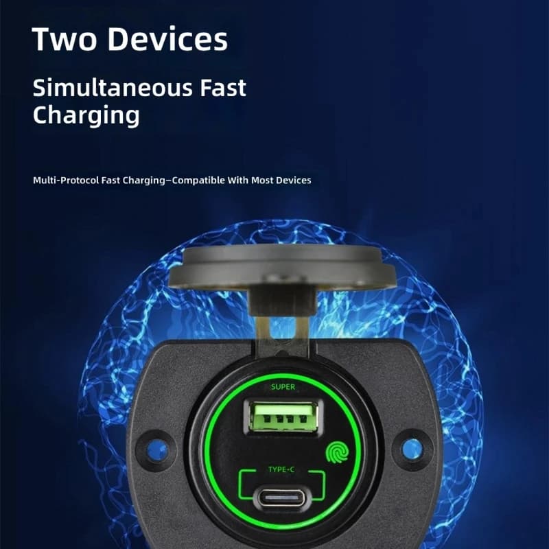 A2UC 2 Port Quick USB Car Chargers For Mobile Devices In Vehicles 12/24V
