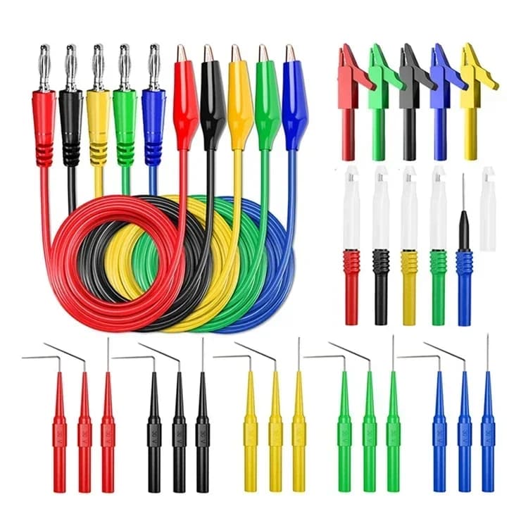 Kit di Sonde Posteriori Cleqee per Multimetro, Cavi di Test con Connettori a Banana da 4mm a Pinze a Coccodrillo, Sonda per Perforazione Cavi, Strumento Automobilistico