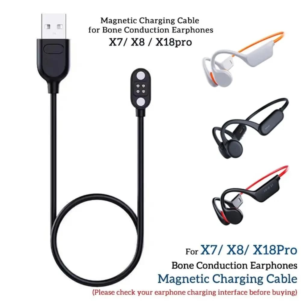 Cavo di Ricarica USB 5V 1A per Auricolari a Conduzione Ossea Magnetici, Cavo di Alimentazione Wireless Impermeabile per YUANS X7/X8/X18pro
