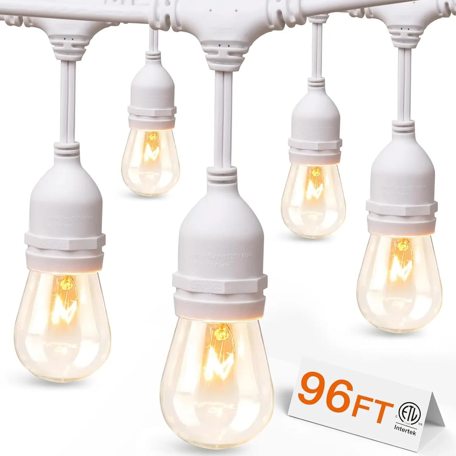 Luci a Corda per Esterni da 29 Metri, 36 Lampadine Edison, Resistenti alle Intemperie, Certificate ETL, Dimmerabili per Patio e Giardino