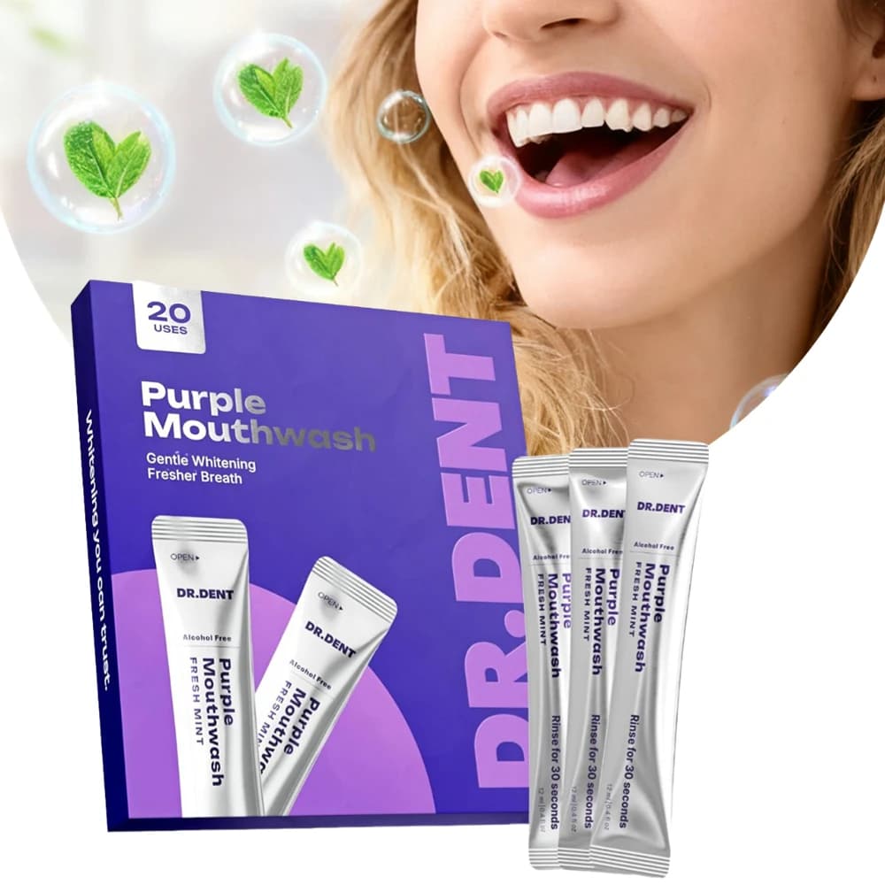 Whitening neckline for violet teeth mint - Removes yellow spots, fresh breath, oral hygiene without alcohol, bright smile