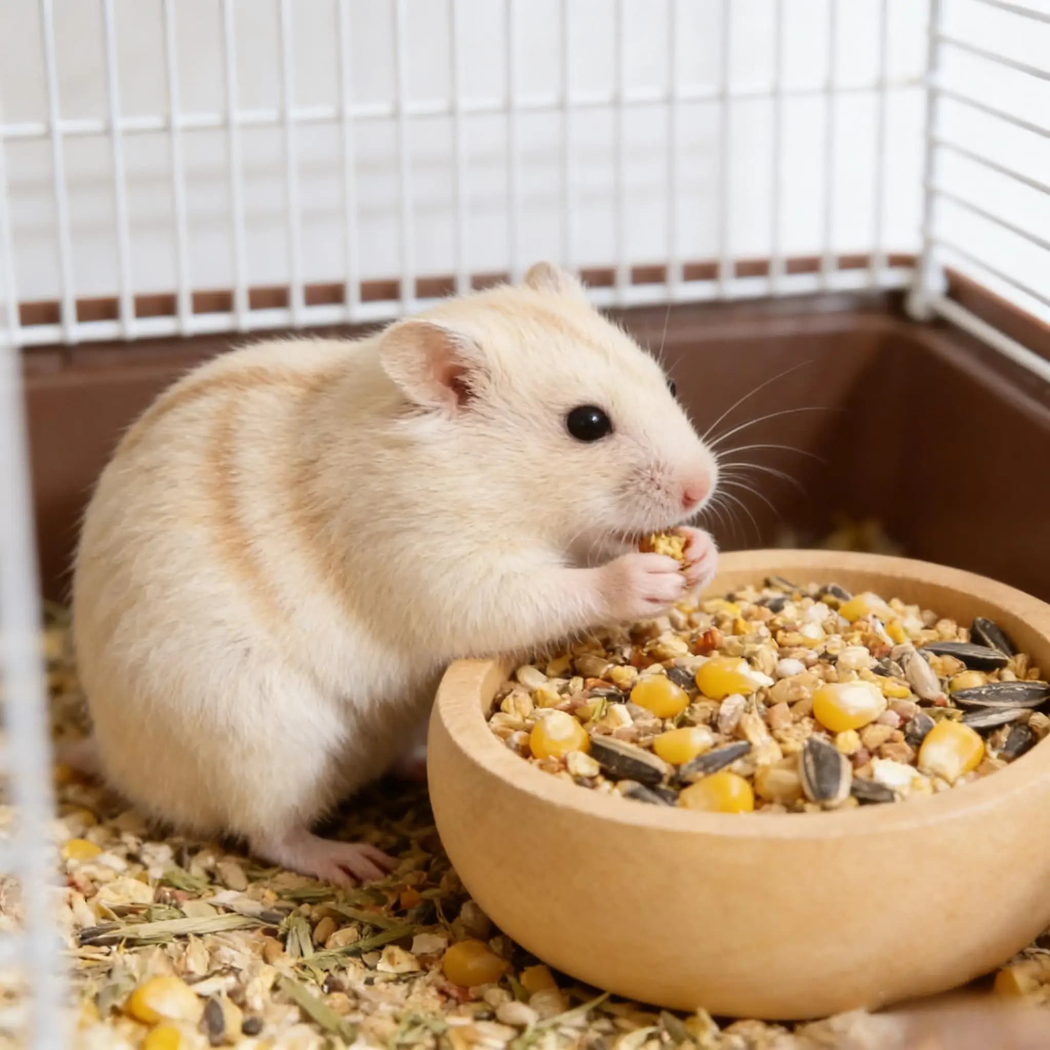 Wooden Hamster Parrot Food Water Bowl, Easy‑to‑Clean Cage Feeder for Birds and Small Pets Daily Feeding