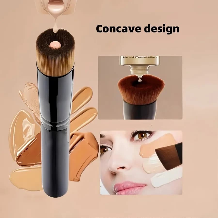 Set di 3 Pennelli per Trucco Neri a Fondo Piatto, Adatti per Fondotinta Liquido, in Crema e in Polvere, Compatibili con Beauty Egg