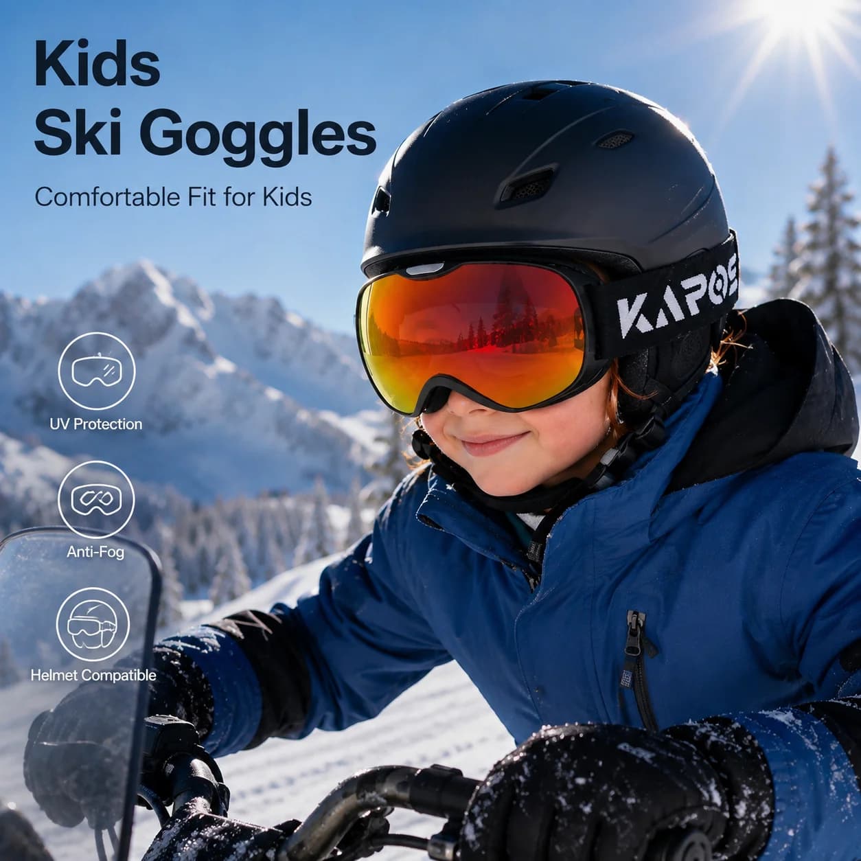 Karos Kids Ski Goggles Double Layer Anti Fog UV400 Glasses for Skiing Snowmobile Winter Sports Outdoor Small Size Snow Eyewear