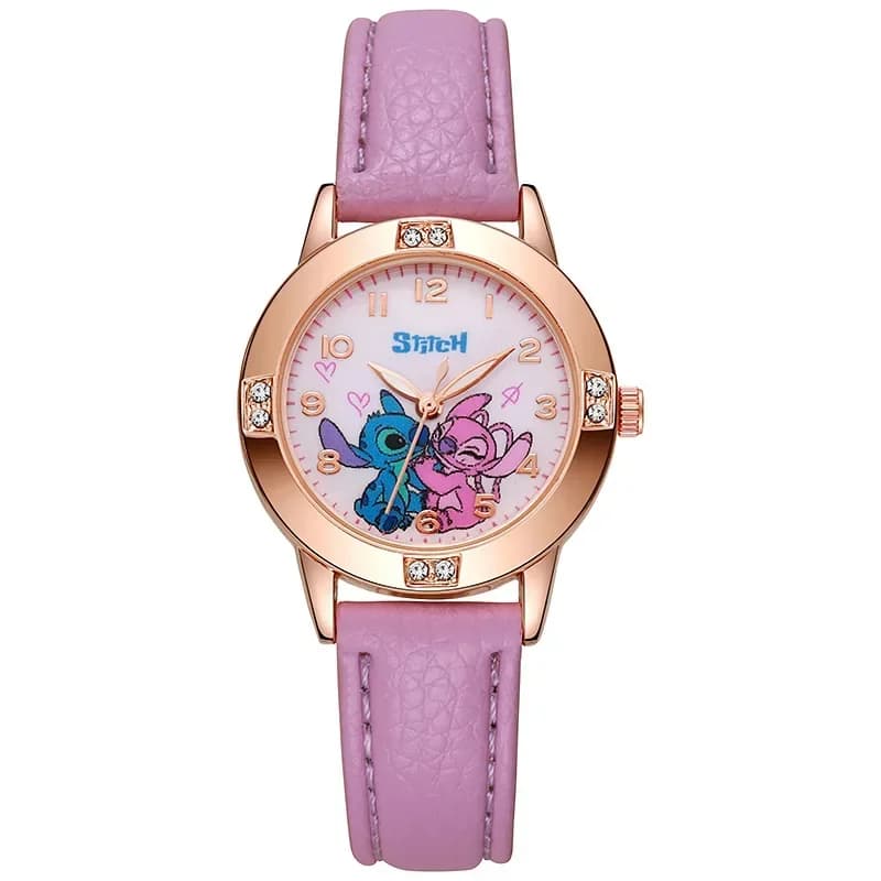 Orologi per bambini Disney Simpatico cartone animato Stitch Cintura con diamanti imitazione Orologio al quarzo per studenti Regalo semplice e squisito