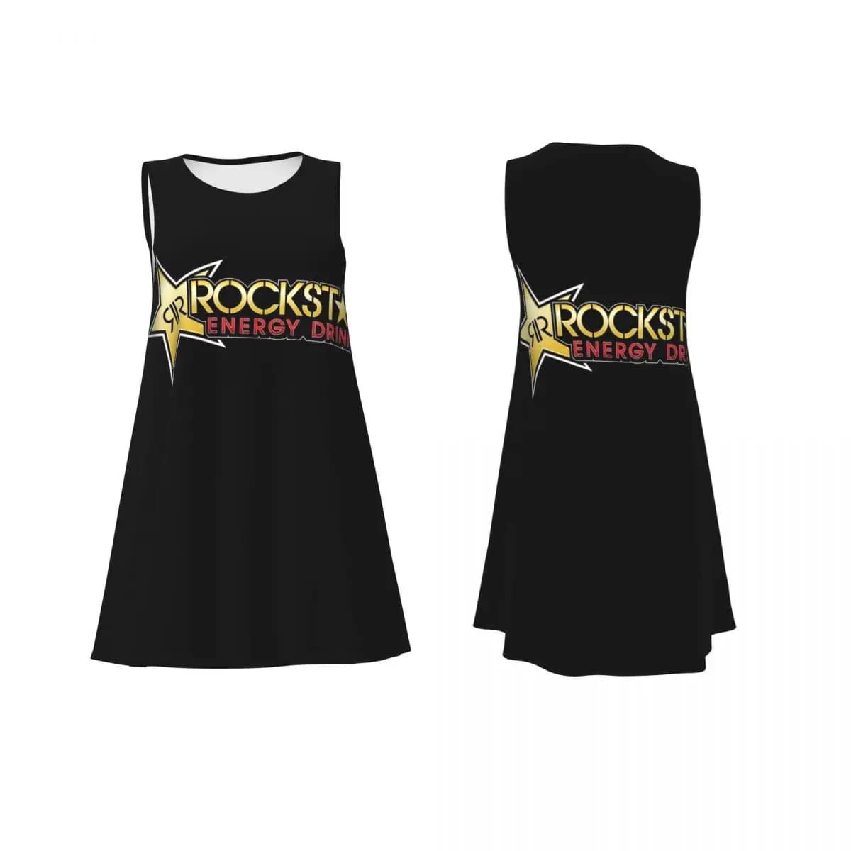 Rockstar Energy Drink Summer Women Abito a maniche corte Abiti eleganti senza maniche con scollo rotondo Abiti larghi per il fine settimana