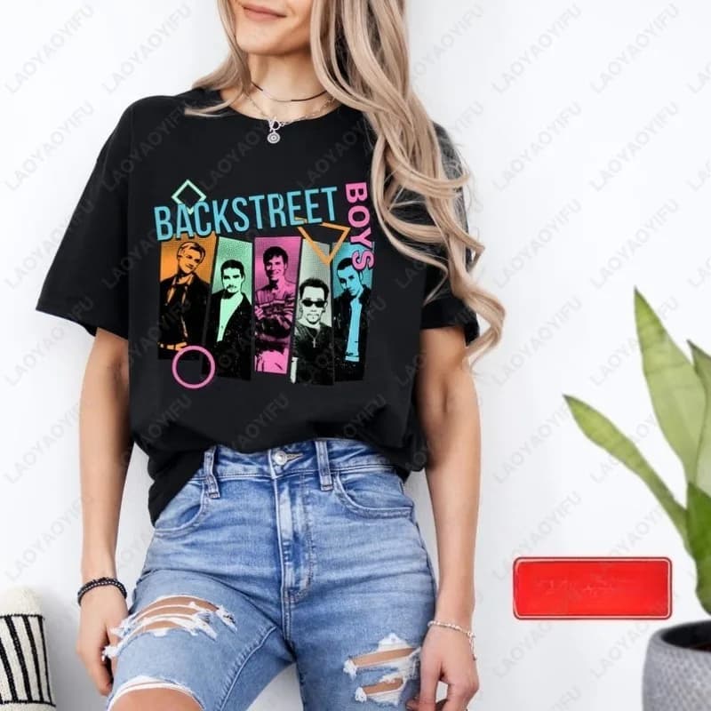 Musica pop Porta memoria indietro strada Uomo Donna Ragazzi Ragazze T-shirt in cotone Backstreet Boy Band BSB Rock Vintage Pop Top Maglietta unisex